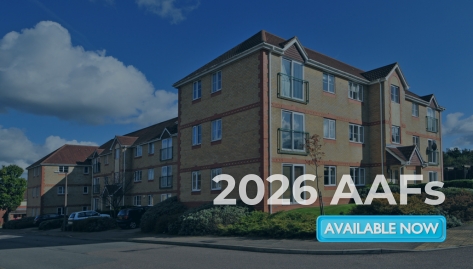 an apartment building with a car parked in front of it; 2026 AAFs available now