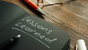 PBCA Program Integrity and Operations, Lessons learned marked on a black page,