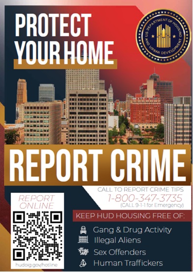 HUD Poster report crime protect your home