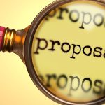 Examine and study proposal, showed as a magnify glass and word proposal to symbolize process of analyzing, exploring, learning and taking a closer look at proposal, 3d illustration, HUD Equal Access rule